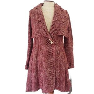 Anthropologie Rosie Neira All Days Red Wool Cardigan Sweater Small